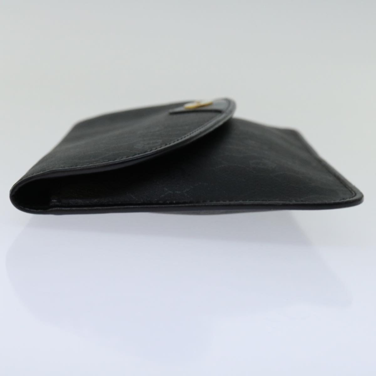 CHRISTIAN DIOR Honeycomb Canvas Clutch Bag PVC Leather Black Auth bs12644