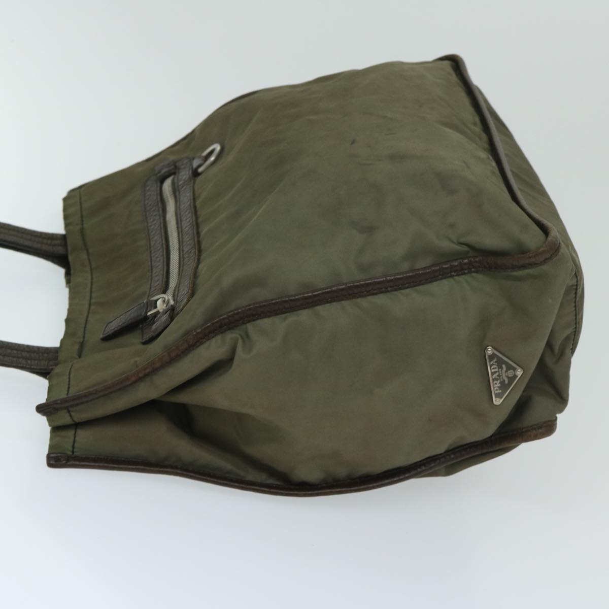 PRADA Tote Bag Nylon Khaki Auth bs12833