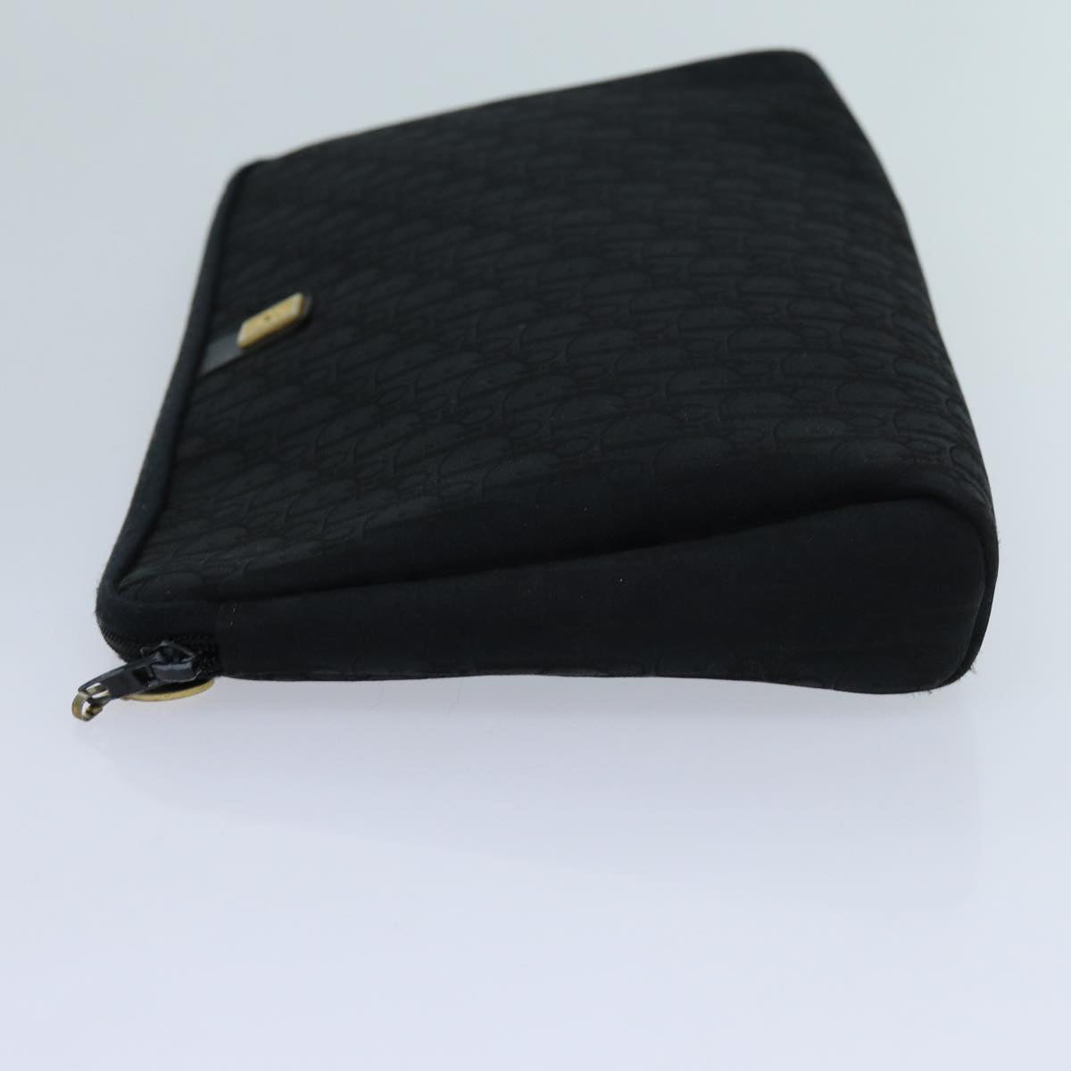 CHRISTIAN DIOR Trotter Canvas Clutch Bag Black Auth bs13620