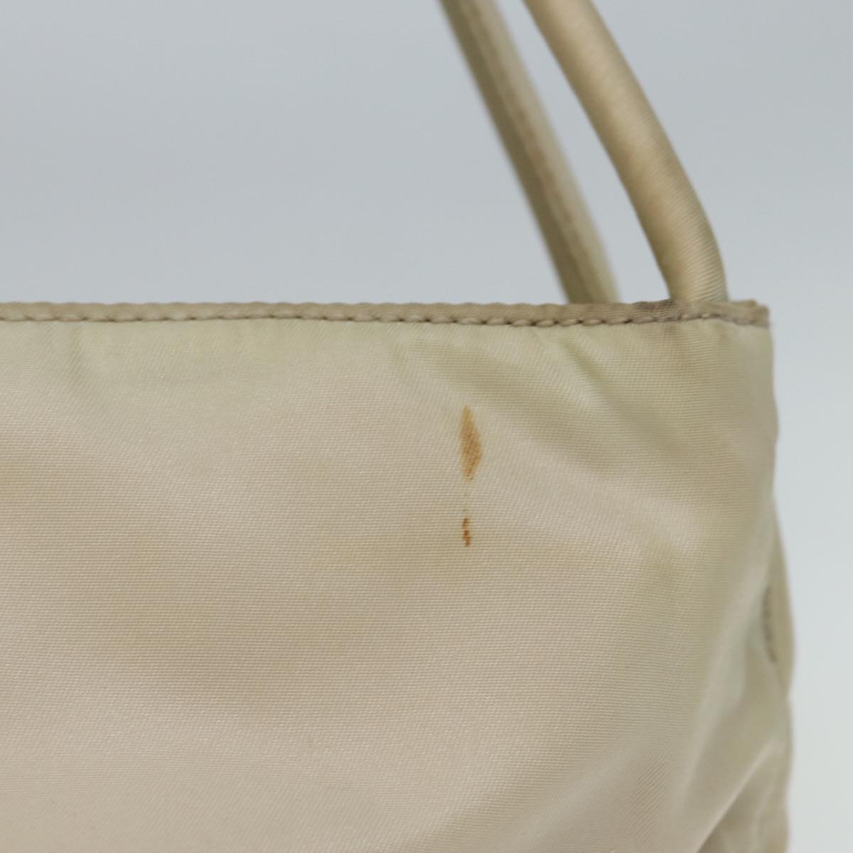 PRADA Tote Bag Nylon Beige Cream Auth bs14045
