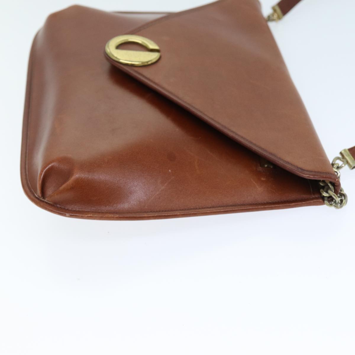 CHRISTIAN DIOR Shoulder Bag Leather Brown Auth bs14405