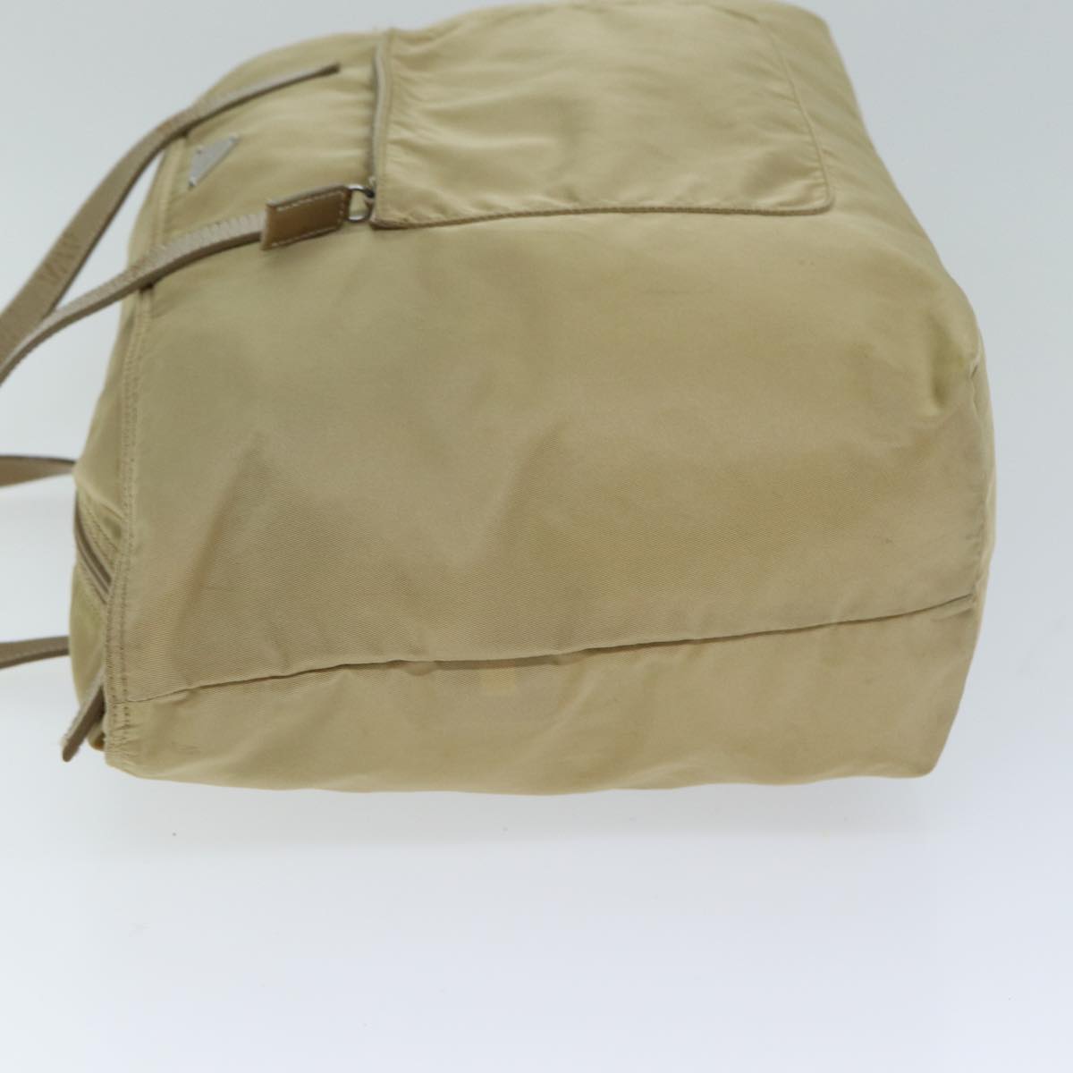 PRADA Tote Bag Nylon Beige Auth bs15117