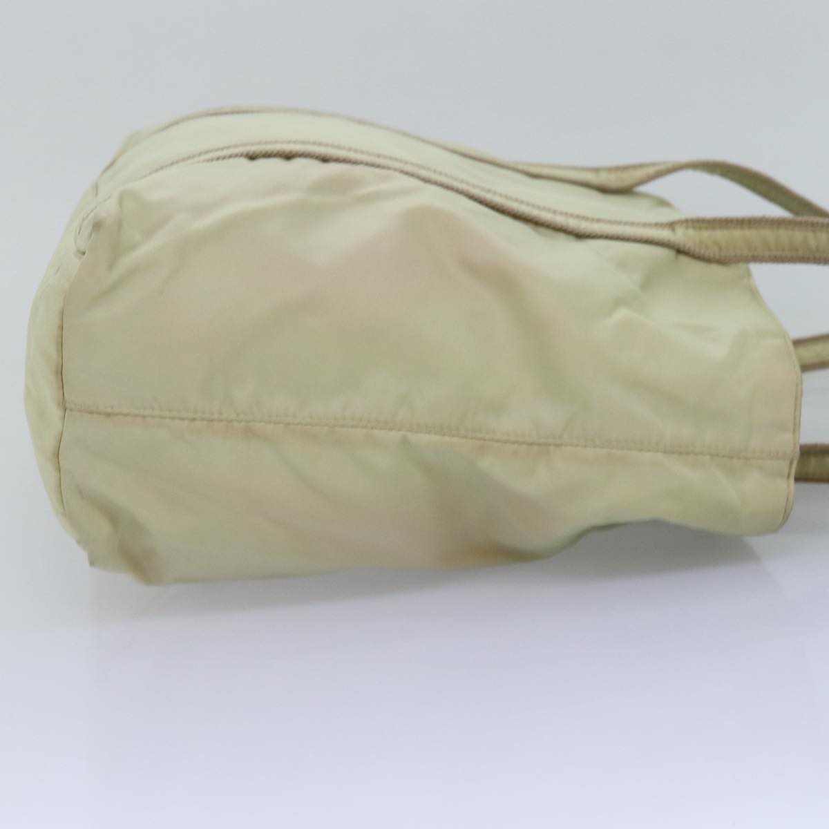 PRADA Tote Bag Nylon Beige Auth bs15267