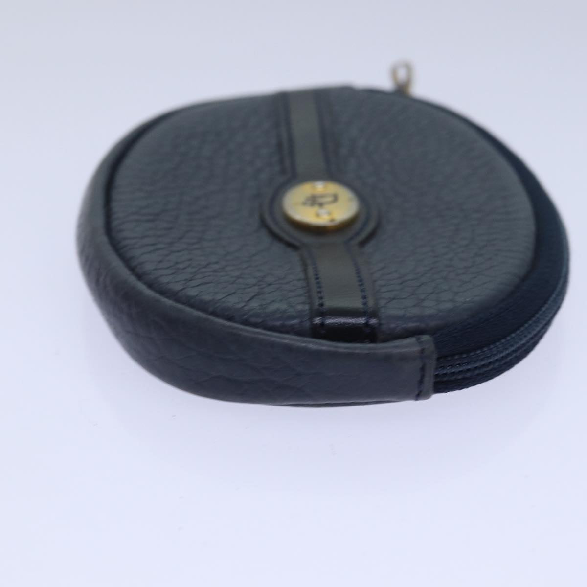 CHRISTIAN DIOR Coin Purse Leather Navy Auth bs15647