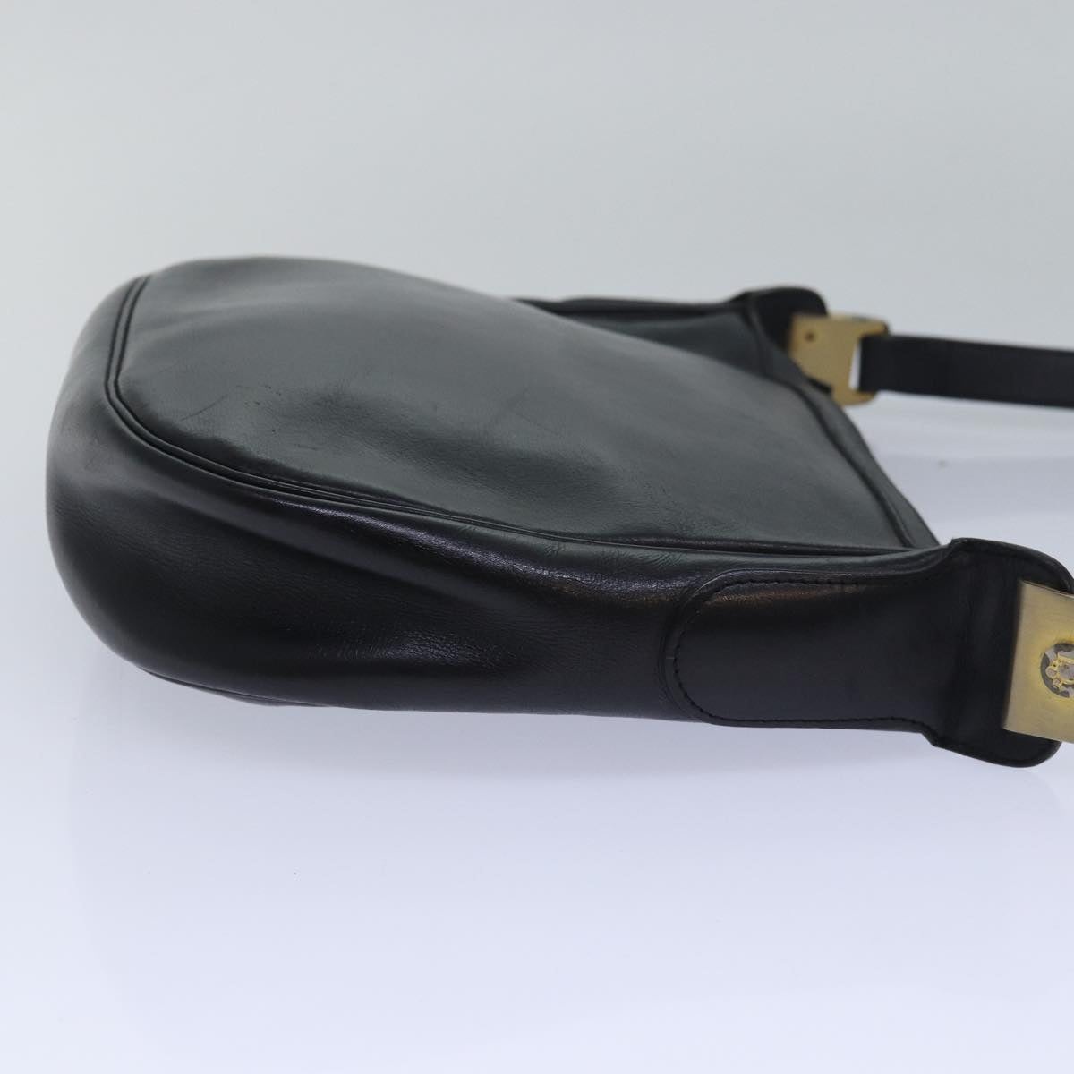 CHRISTIAN DIOR Shoulder Bag Leather Black Auth bs15719