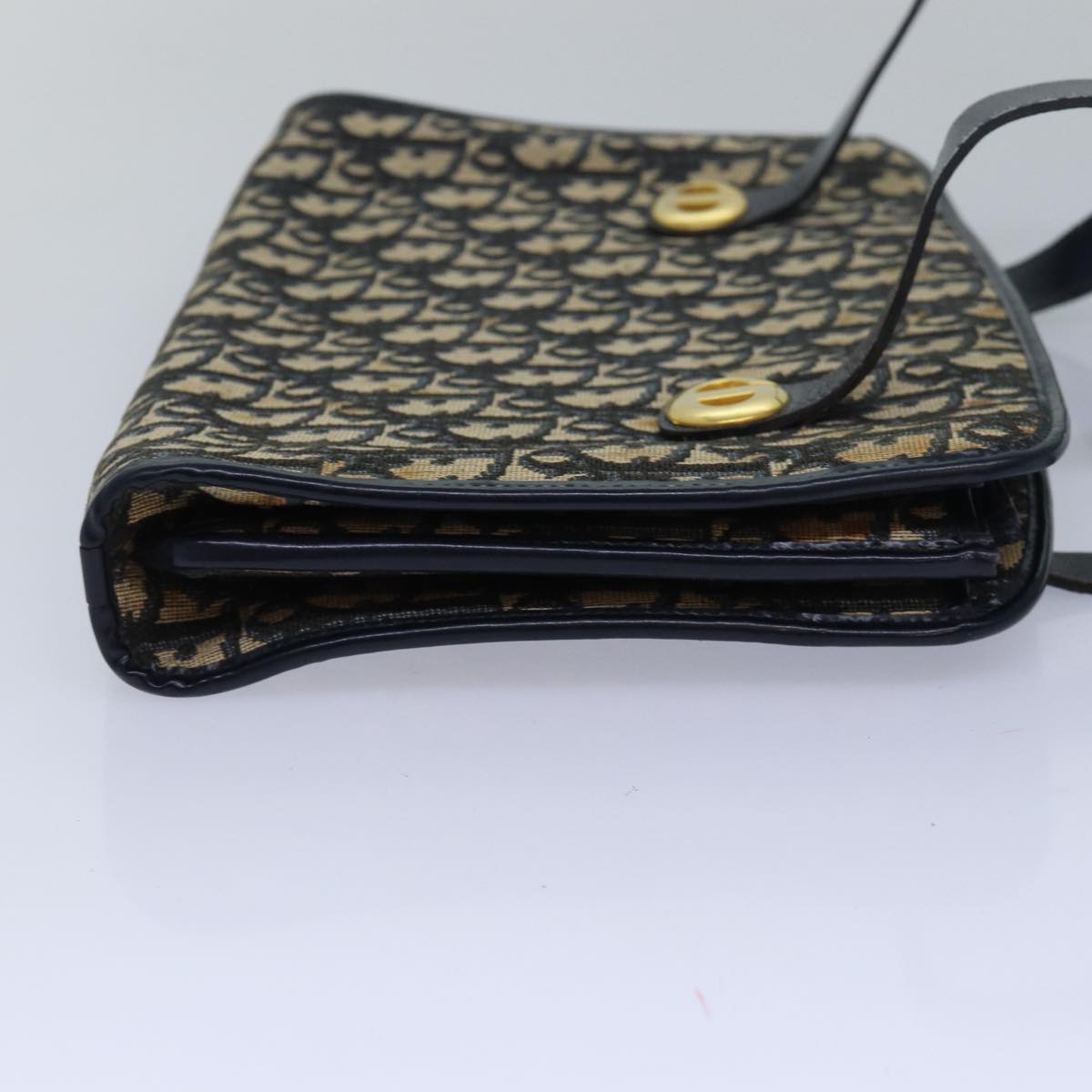 CHRISTIAN DIOR Trotter Canvas Hand Bag Canvas Navy Auth bs15874