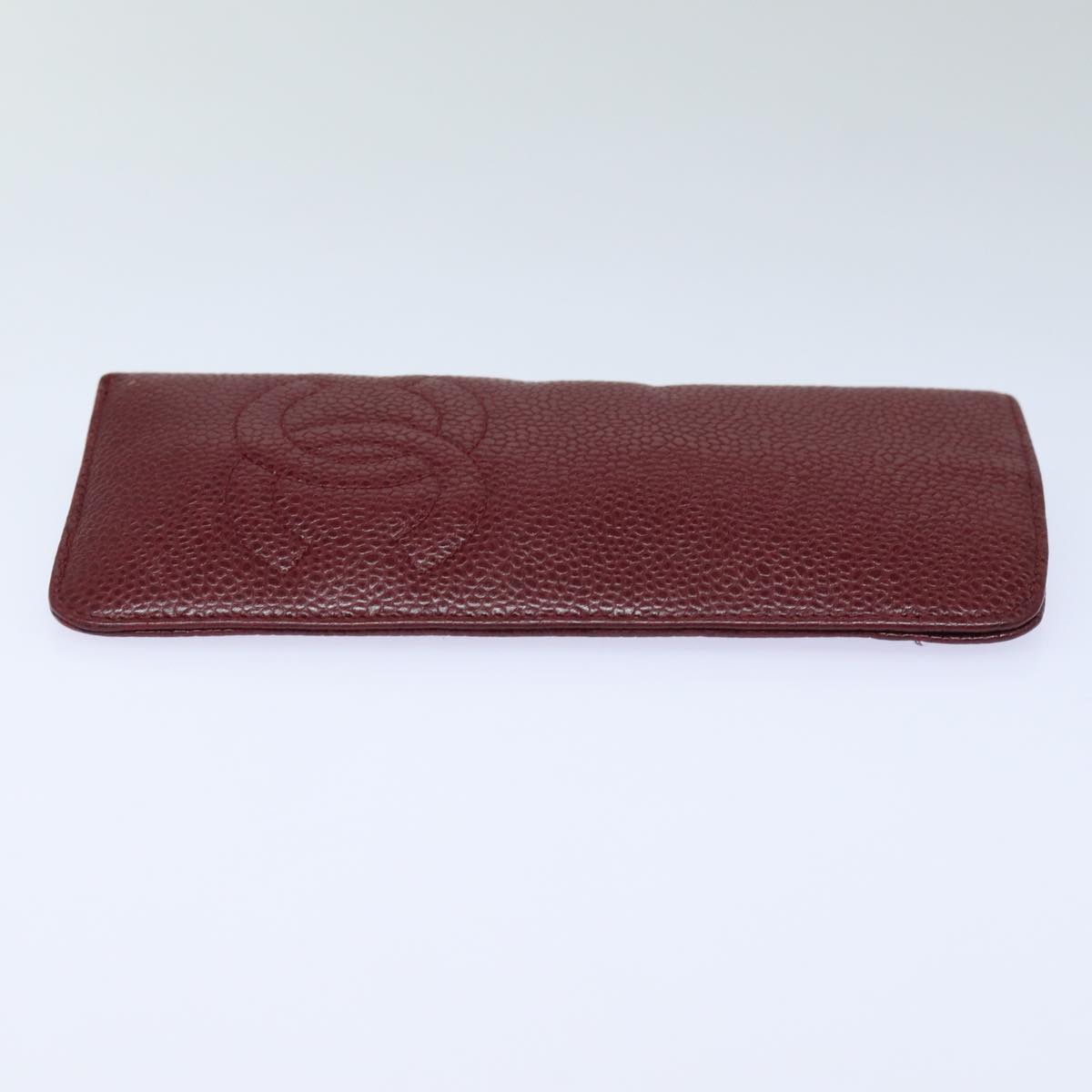Top Quality Chanel Glasses Case Caviar Skin Bordeaux CC Auth bs16462