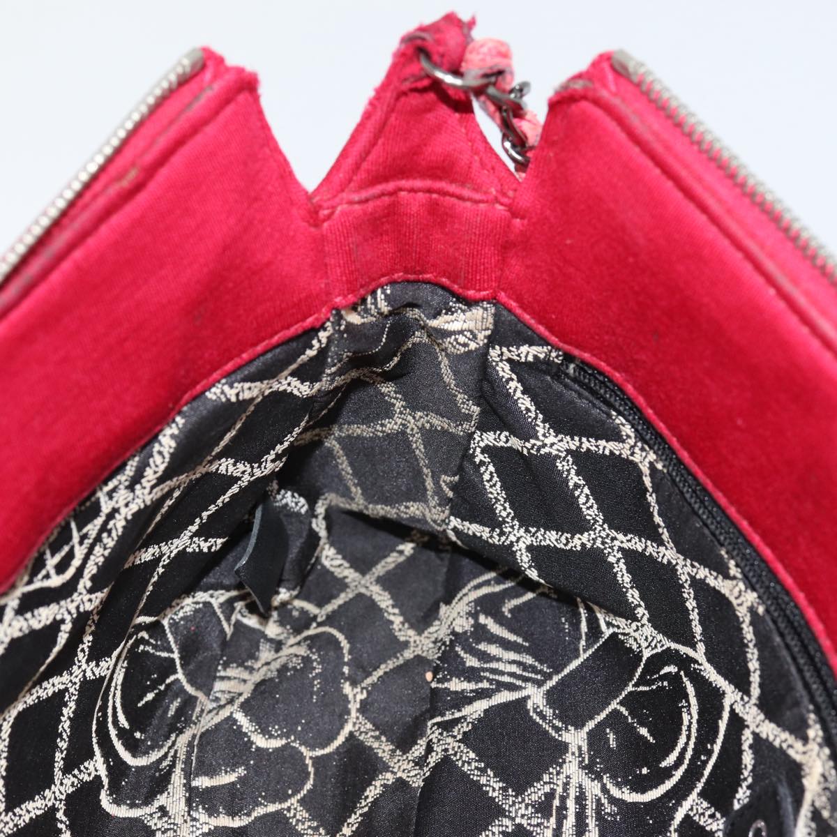 Top Quality Chanel Matelasse Chain Shoulder Bag Cotton Red Silver CC Auth bs17224