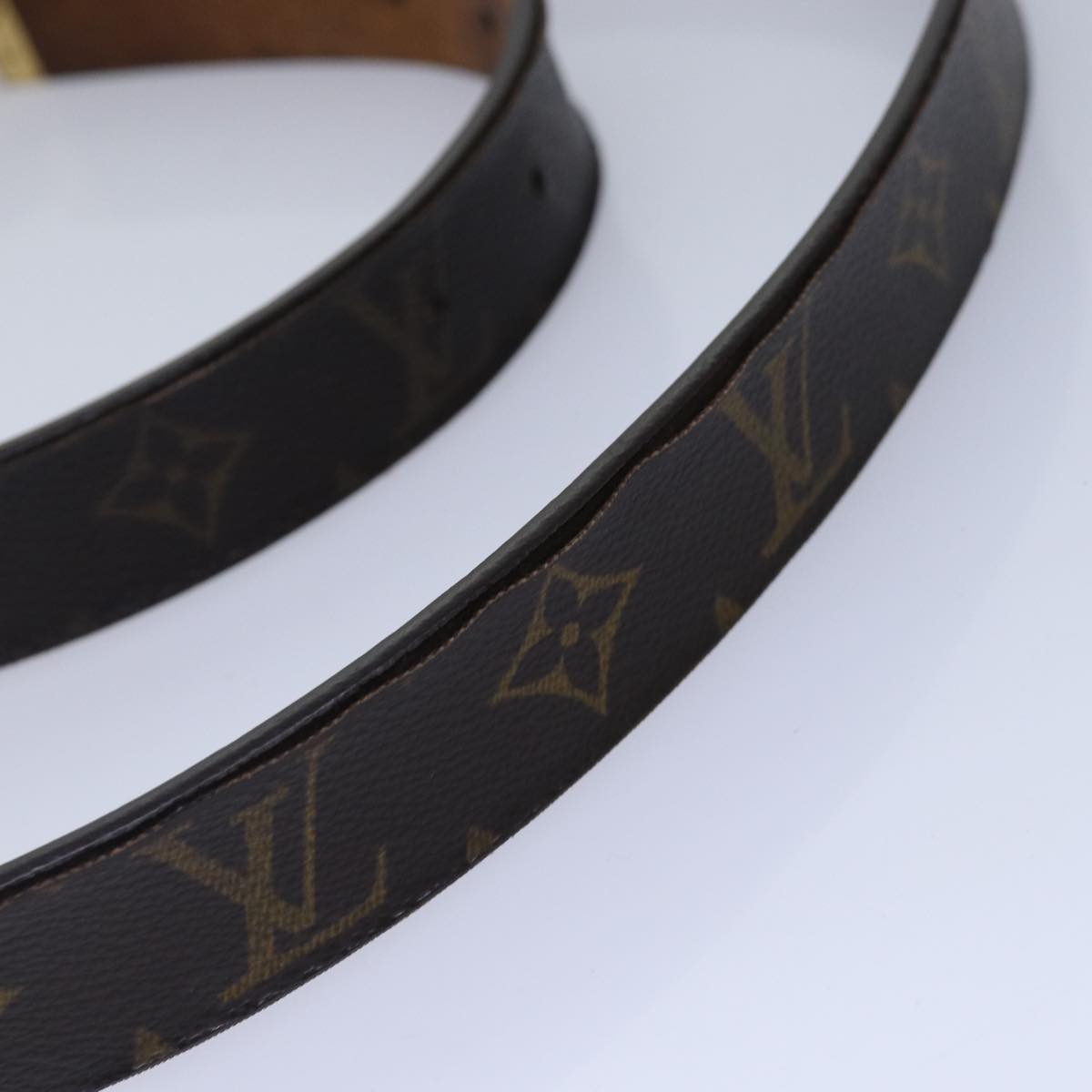 LOUIS VUITTON Monogram Ceinture Care Belt 48.4" Gold M6800Y LV Auth bs17455