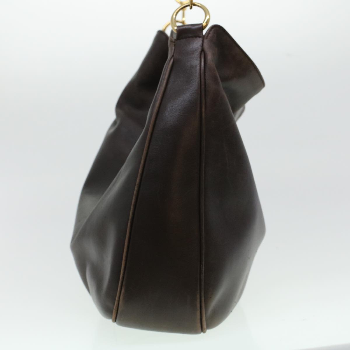 GUCCI Bamboo Hand Bag Leather 2way Brown 0011577 bs5919
