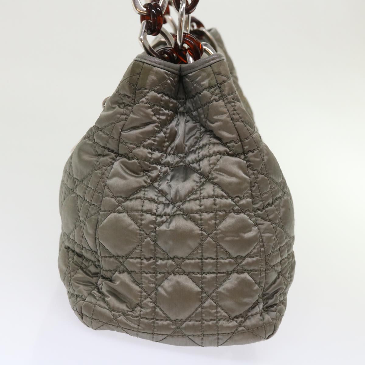 CHRISTIAN DIOR Canage Hand Bag Nylon Gray Auth bs6669