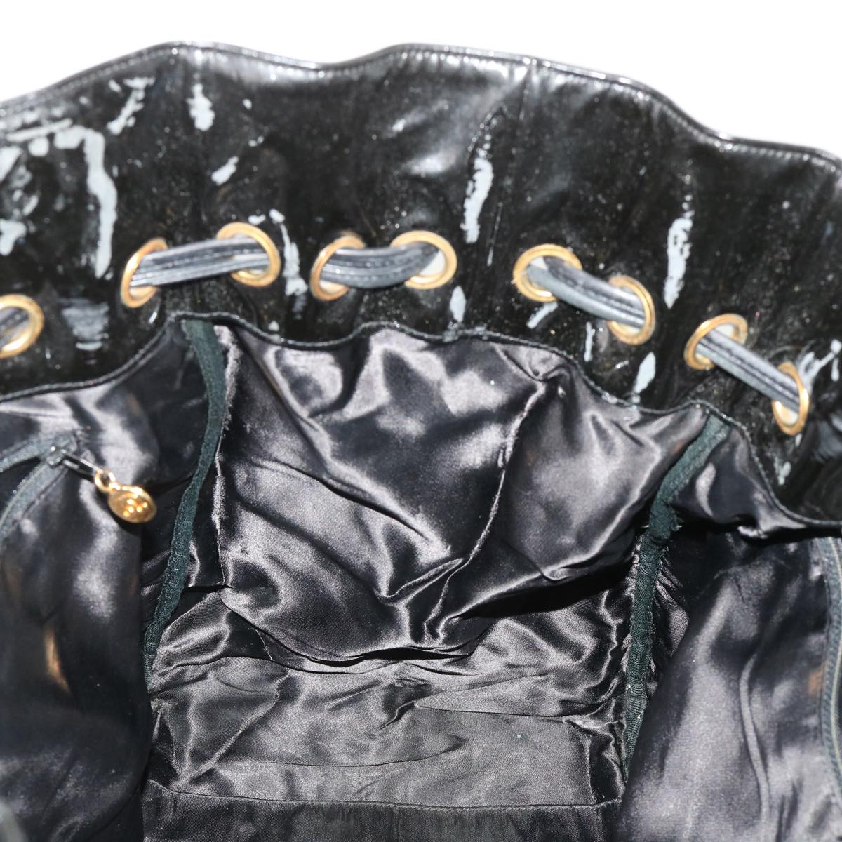 CHANEL Shoulder Bag Patent leather Black CC Auth bs6675