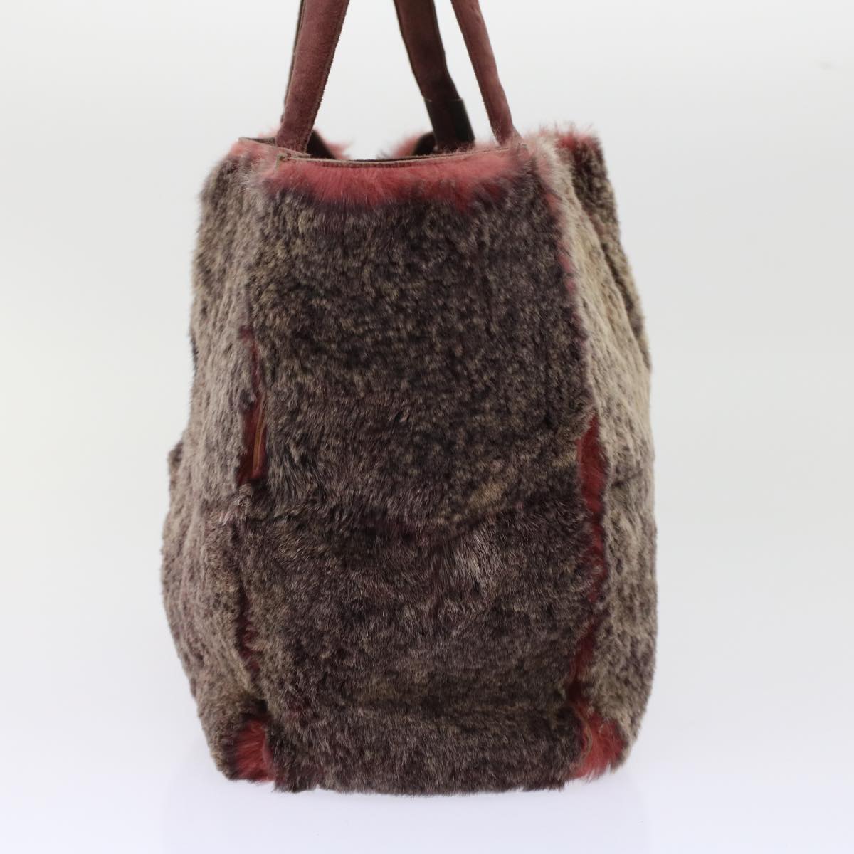 CHANEL Hand Bag Fur Brown CC Auth bs6937