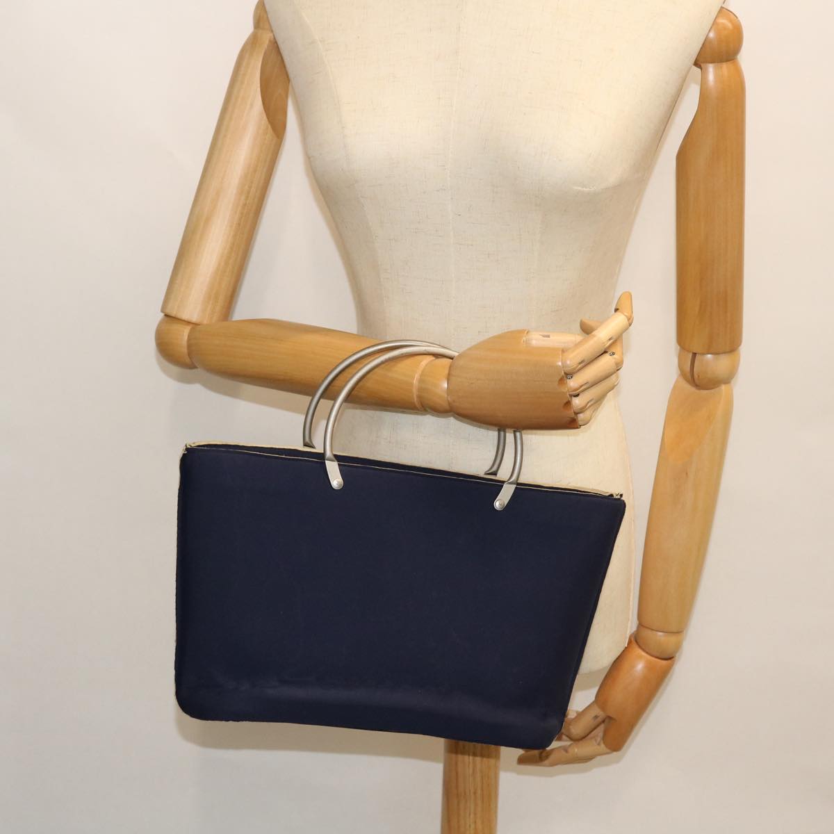 Top Quality Chanel Hand Bag Canvas Navy CC Auth bs8016