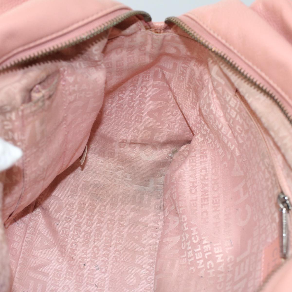 CHANEL Shoulder Bag Caviar Skin Pink CC Auth bs8334