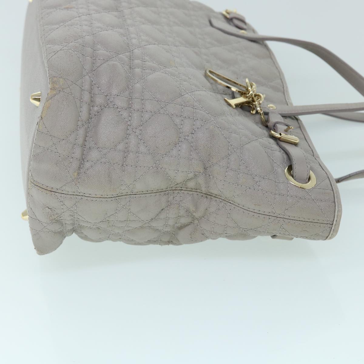 CHRISTIAN DIOR Canage Shoulder Bag Coated Canvas Gray Auth bs8361