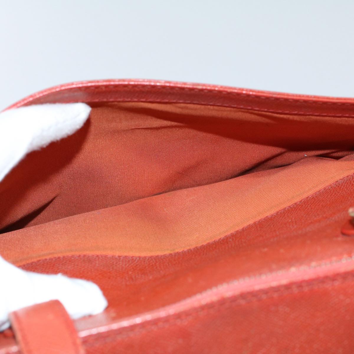 CHANEL Shoulder Bag Leather Orange CC Auth bs8843