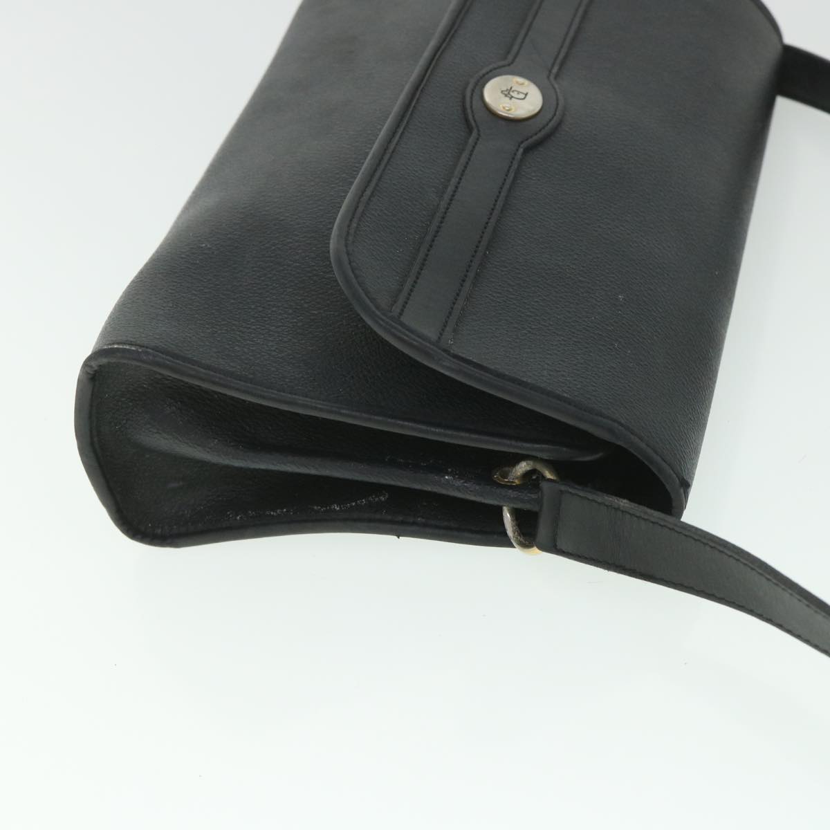 CHRISTIAN DIOR Honeycomb Canvas Shoulder Bag PVC Leather Black Auth bs8977