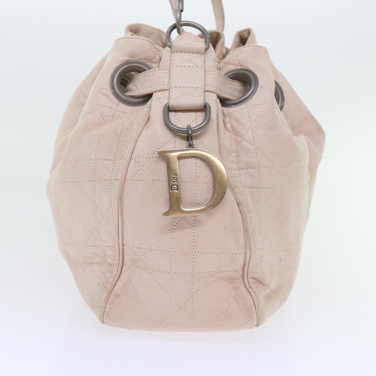 CHRISTIAN DIOR Canage Shoulder Bag Leather Pink Auth bs9711