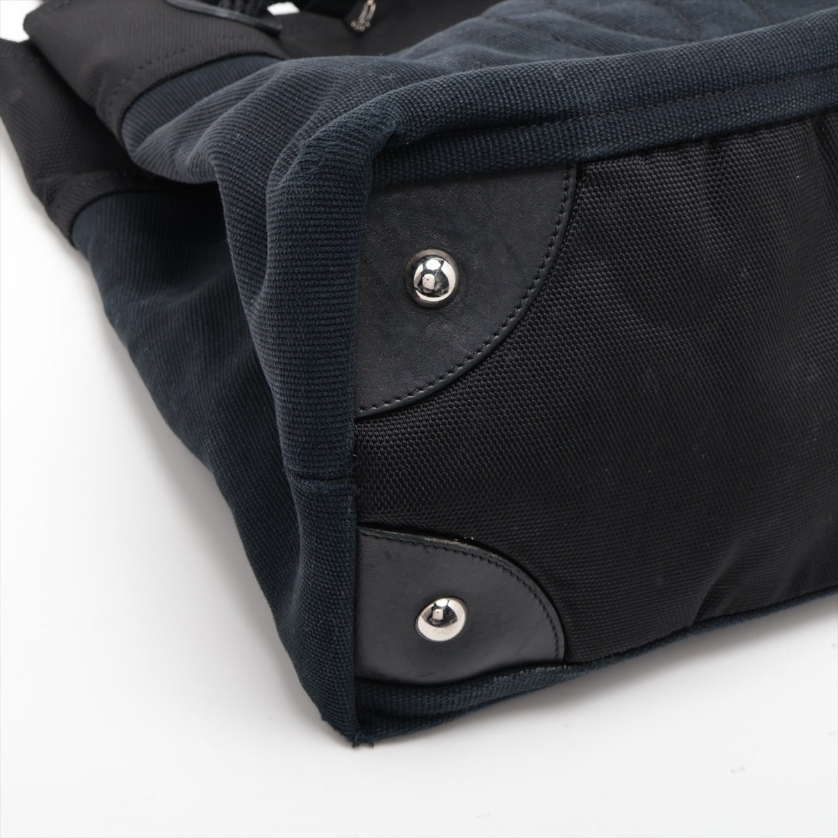 Chanel Coco Canvas Leather Tote Bag Black Silver Gold 13th