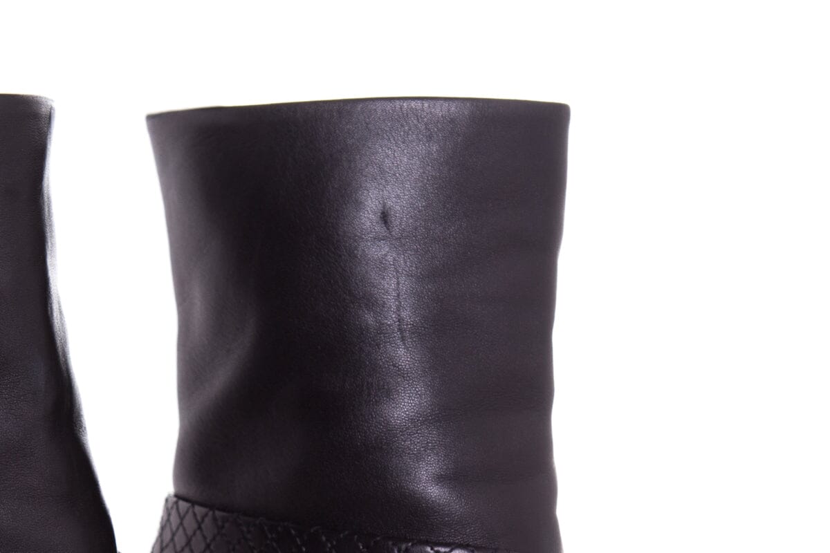 Chanel Calfskin Black Wrap Detail Boots SZ 39