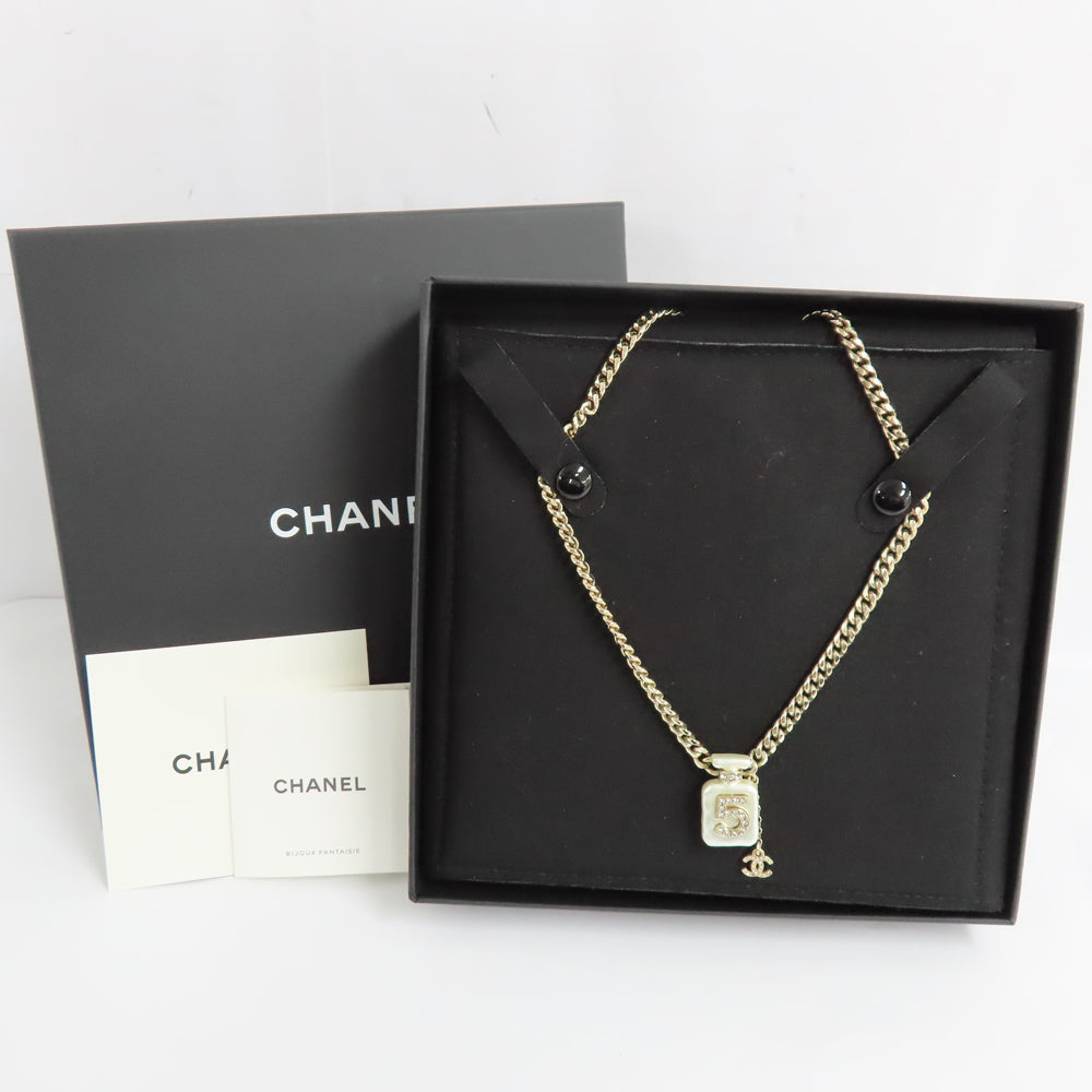 Chanel necklace perfume bottle perfume motif cocomark stone champagne g A22S jewelry accessories beauty