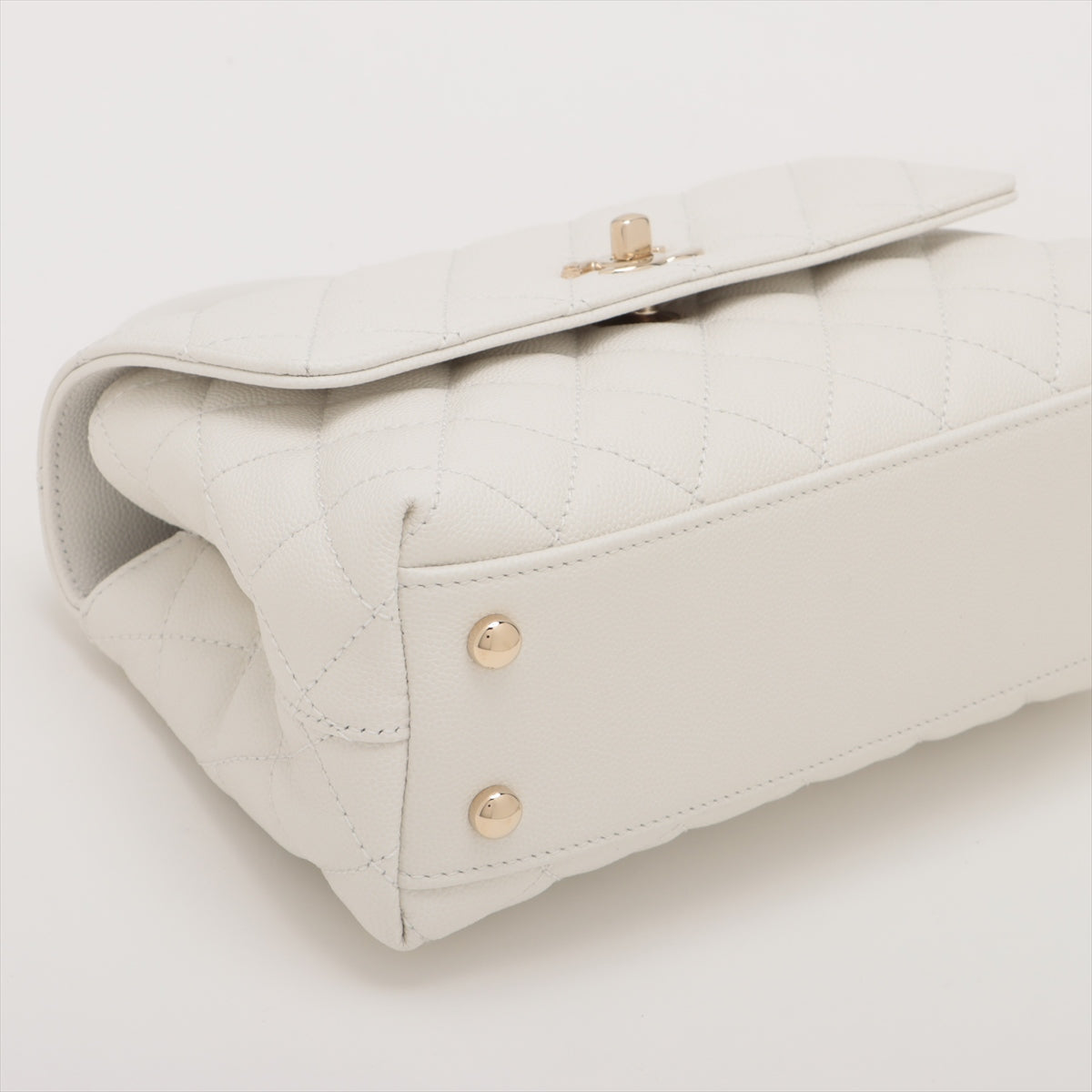 Chanel Coco Handle 24 XS Caviar S 2WAY Handbag White Silver G A92990