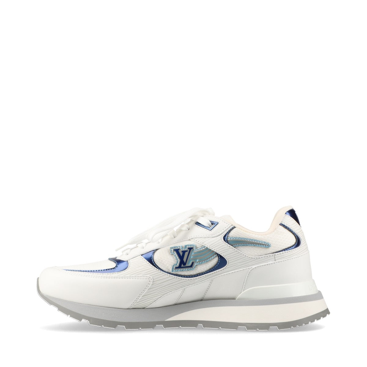 Louis Vuitton Lanewline 22 Years Mesh Leather Trainers 6 Mens White × Blue BM0292 LV Logo Bag