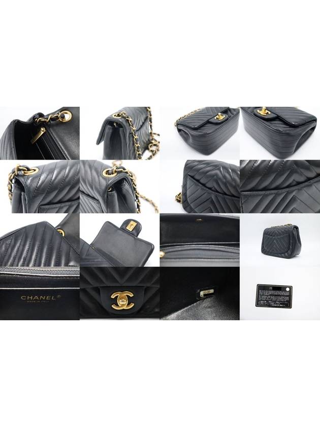 Women s Cross Bag Black Chanel A35200 Gold COCO Logo Lambskin Classic Chevron Petit Sac Mini Flap Chain Shoulder Chanel