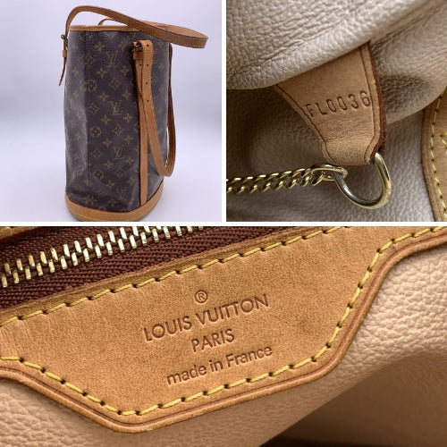 LOUIS VUITTON Brown Monogram Canvas Bucket Gm Shopping Bag Tote