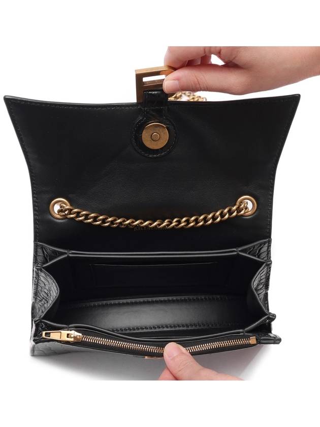 Luxury Balenciaga Crush Crocodile Embossed Shoulder Bag Black