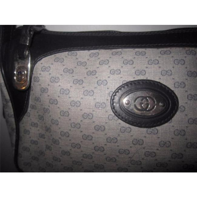 Gucci Vintage Navy Leather Small G Logo Coated Canvas In Shades Of Blue Leather