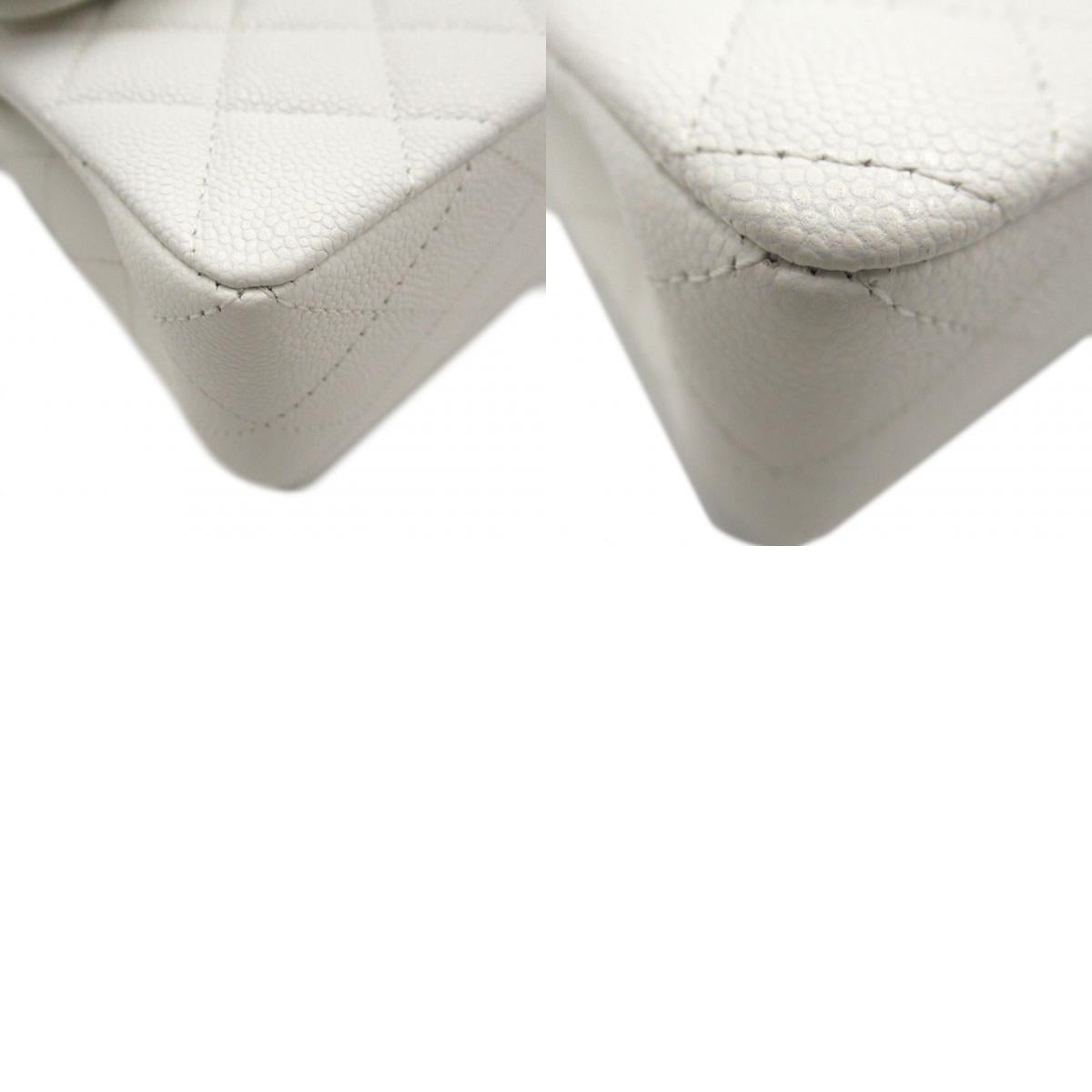 Chanel Matrasse Double Flap Chain Shoulder Shoulder Bag Caviar S White A01113