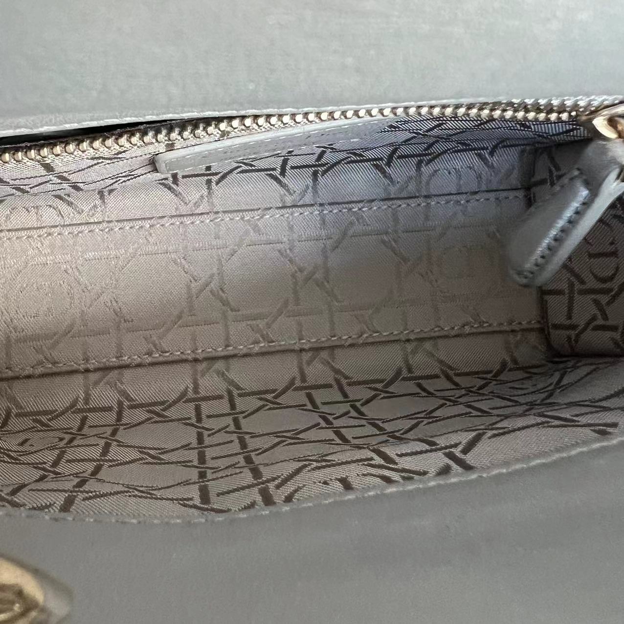 *Chain Strap* Lady Mini Cannage Lambskin Light Grey Gray Golden Hardware