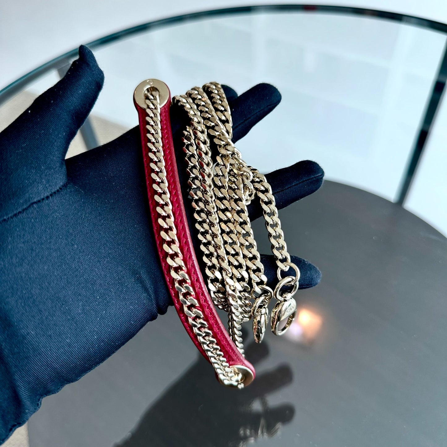 *Chain Strap* Lady Mini Lambskin Cannage Burgundy GHW