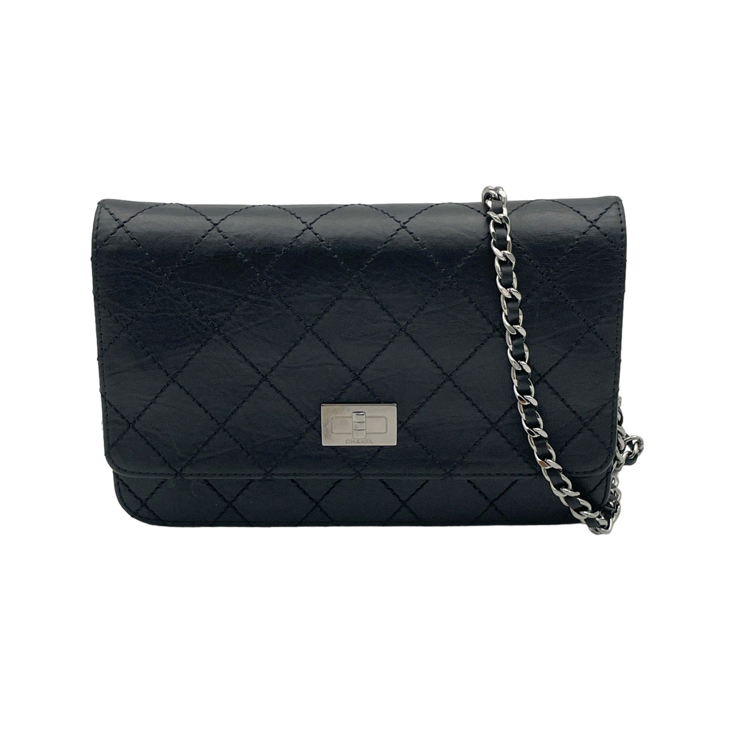 Chanel 2.55 Wallet on chain in Calfskin, Silver Hardware S2405239HM