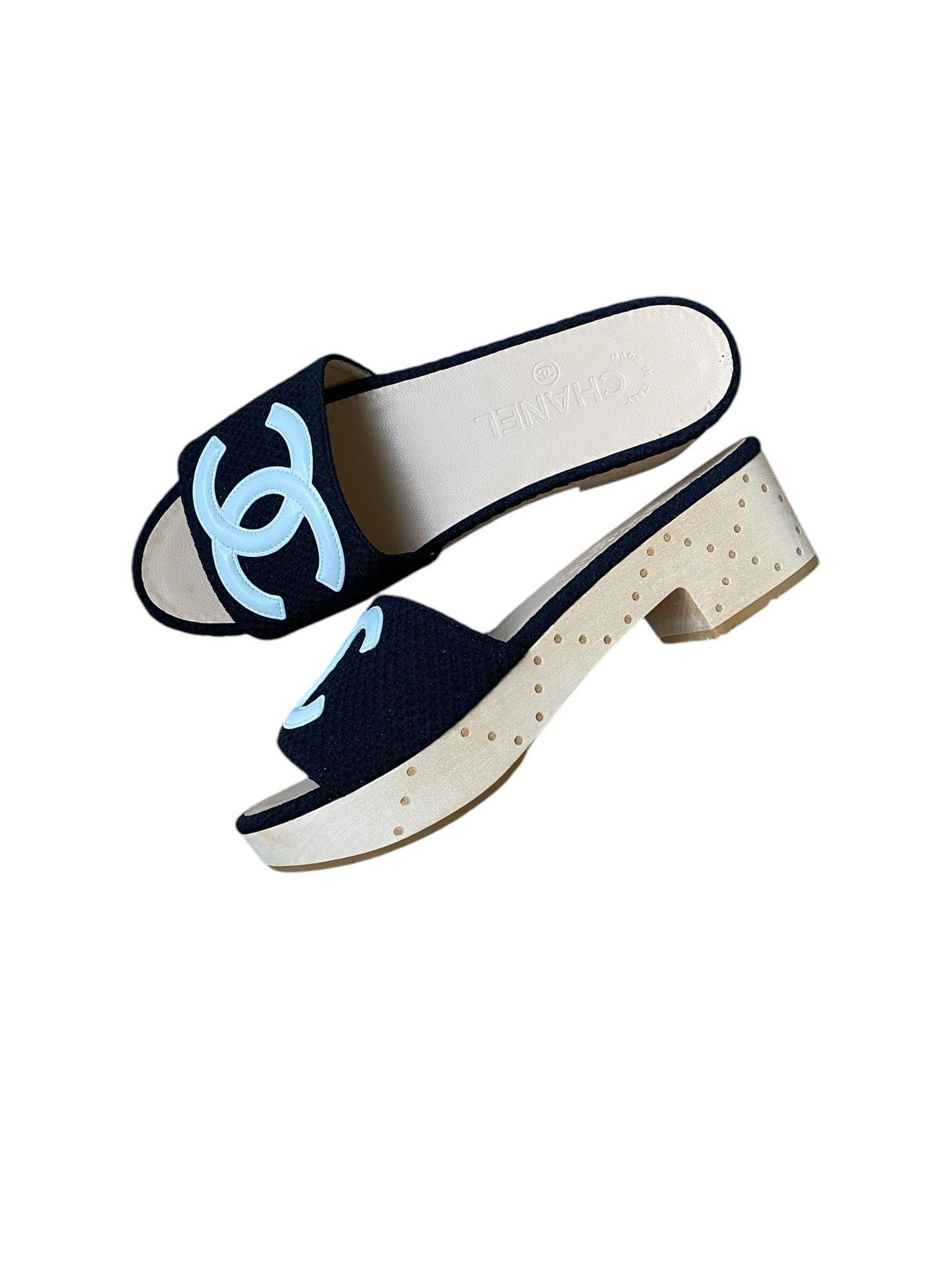 Chanel Big CC Logo Sandals Black White DXBK0273