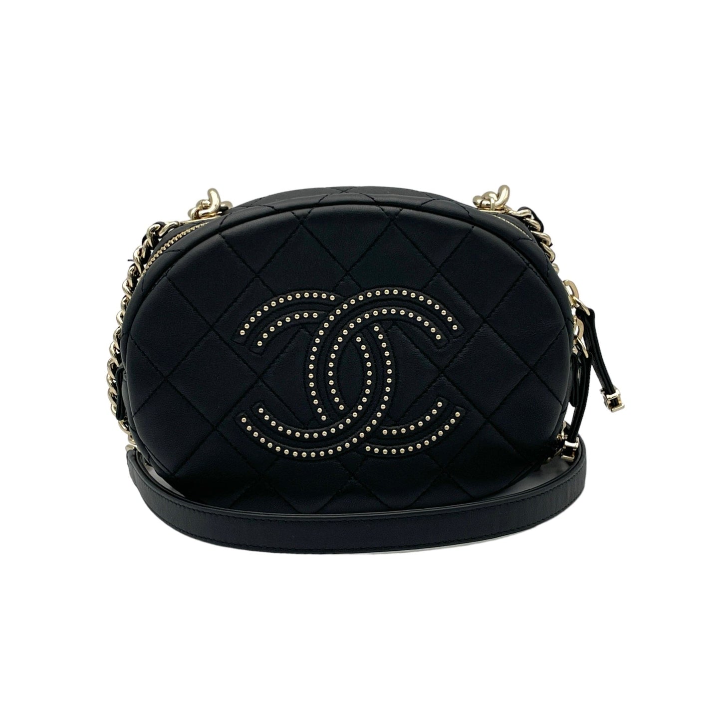Chanel CC Quilted Round Crossbody bag in Lambskin, Gold Hardware S2405606VZ