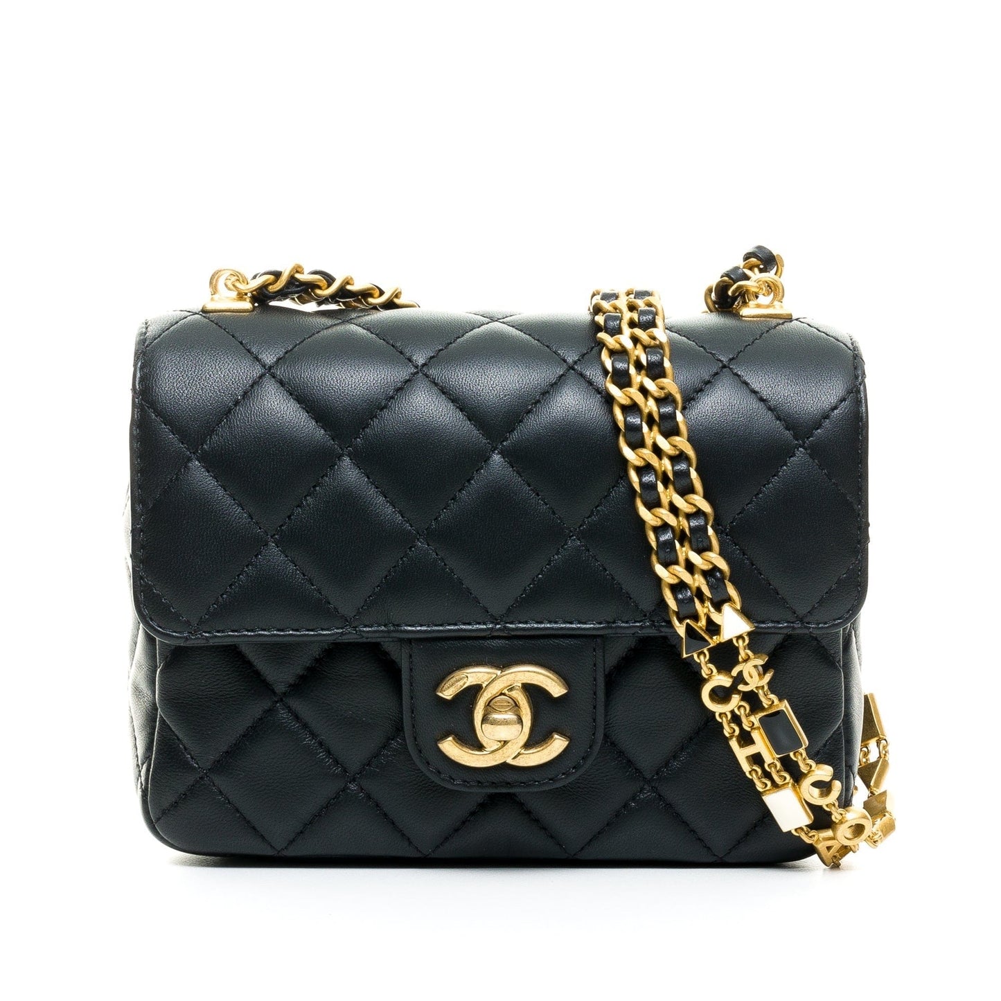 Chanel Square Black Flap Chain Crossbody bag in Lambskin, Gold Hardware C2310091JD