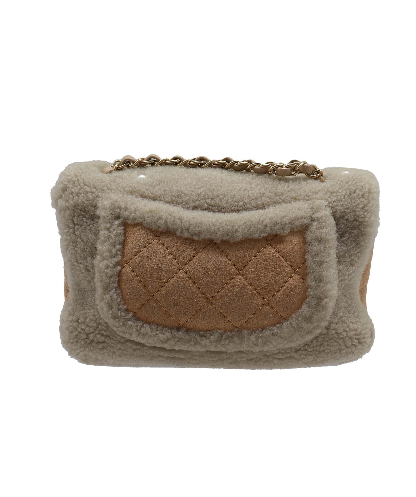Chanel Flap Shearling / Pearl Beige GHW #20 SKC1911