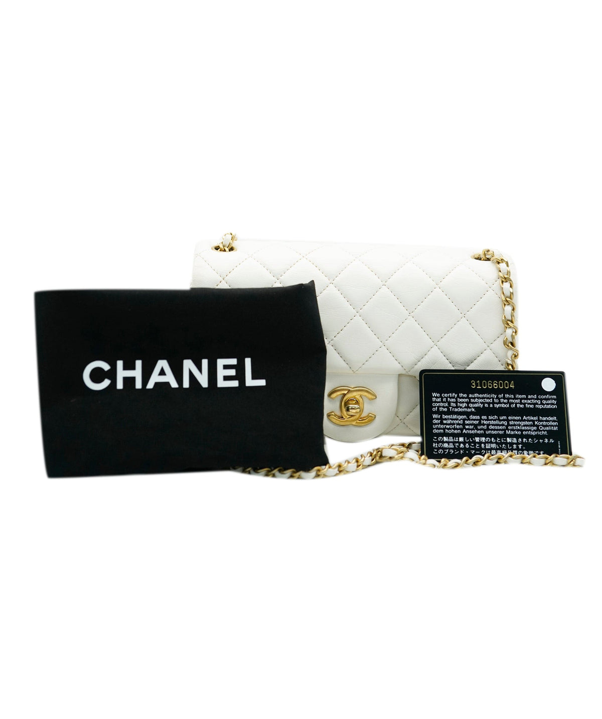 Chanel Mini Rectangle Flap White Lambskin Pearl Crush Matte GHW #31 DXBA0100