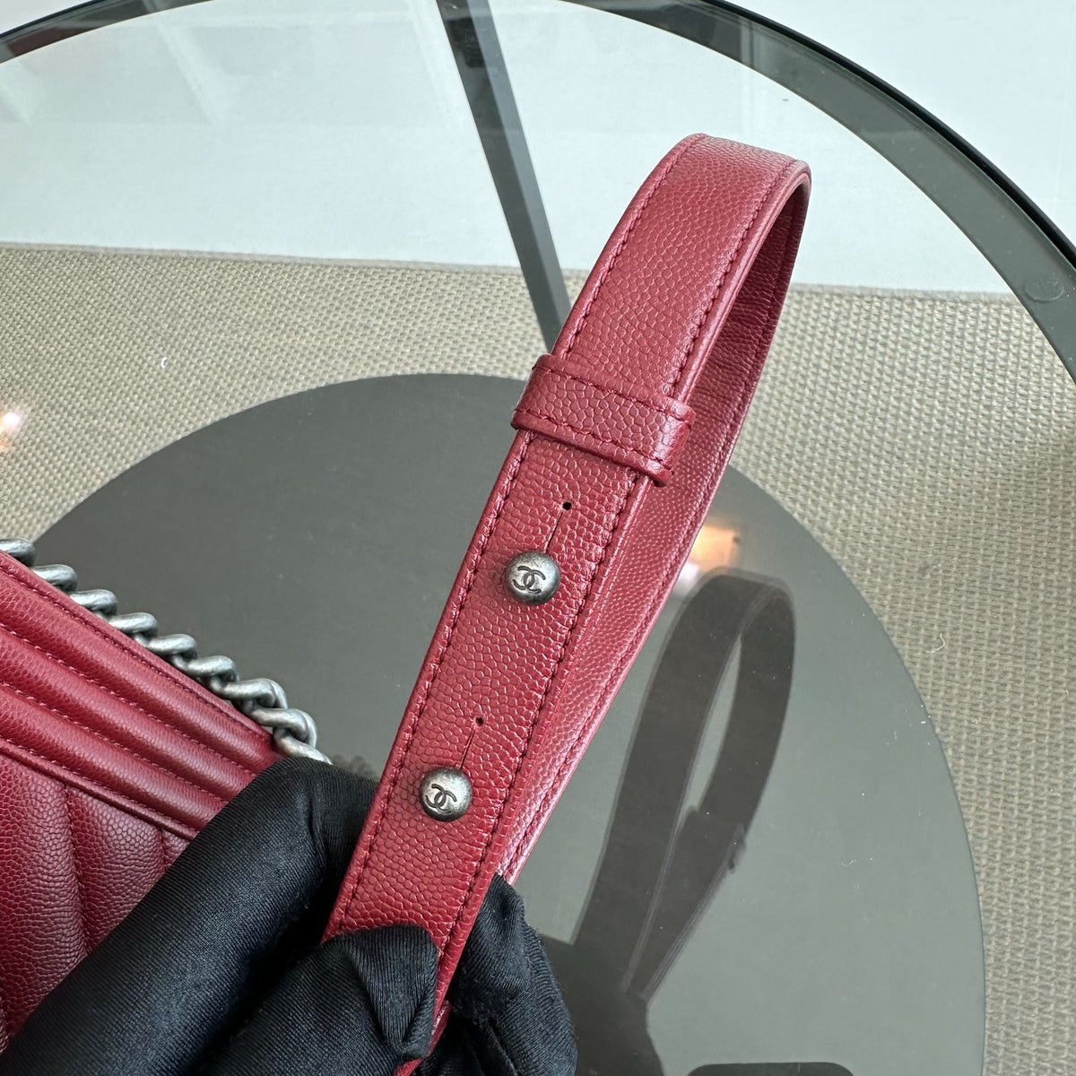 Boy Caviar Chevron Old Medium 25CM Leboy Burgundy RSHW No 24