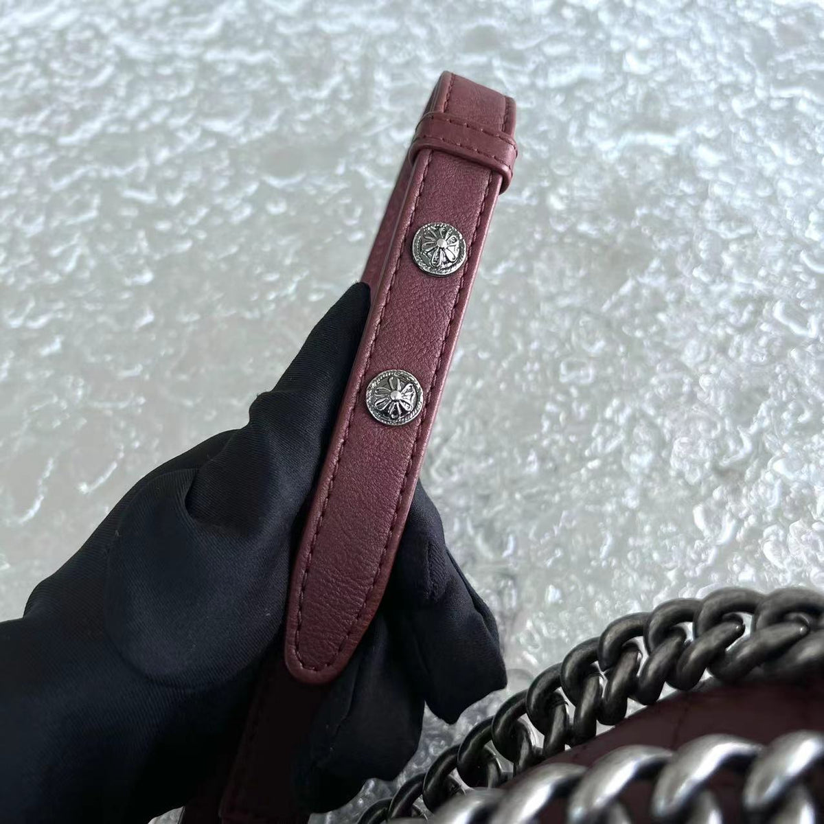 Boy Limited Edition Old Medium Quilted Grained Calfskin With Metal Edegs Burgundy Leboy RSHW No 19