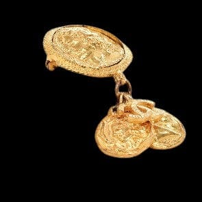 Chanel Gold Vintage Coin Charm Brooch