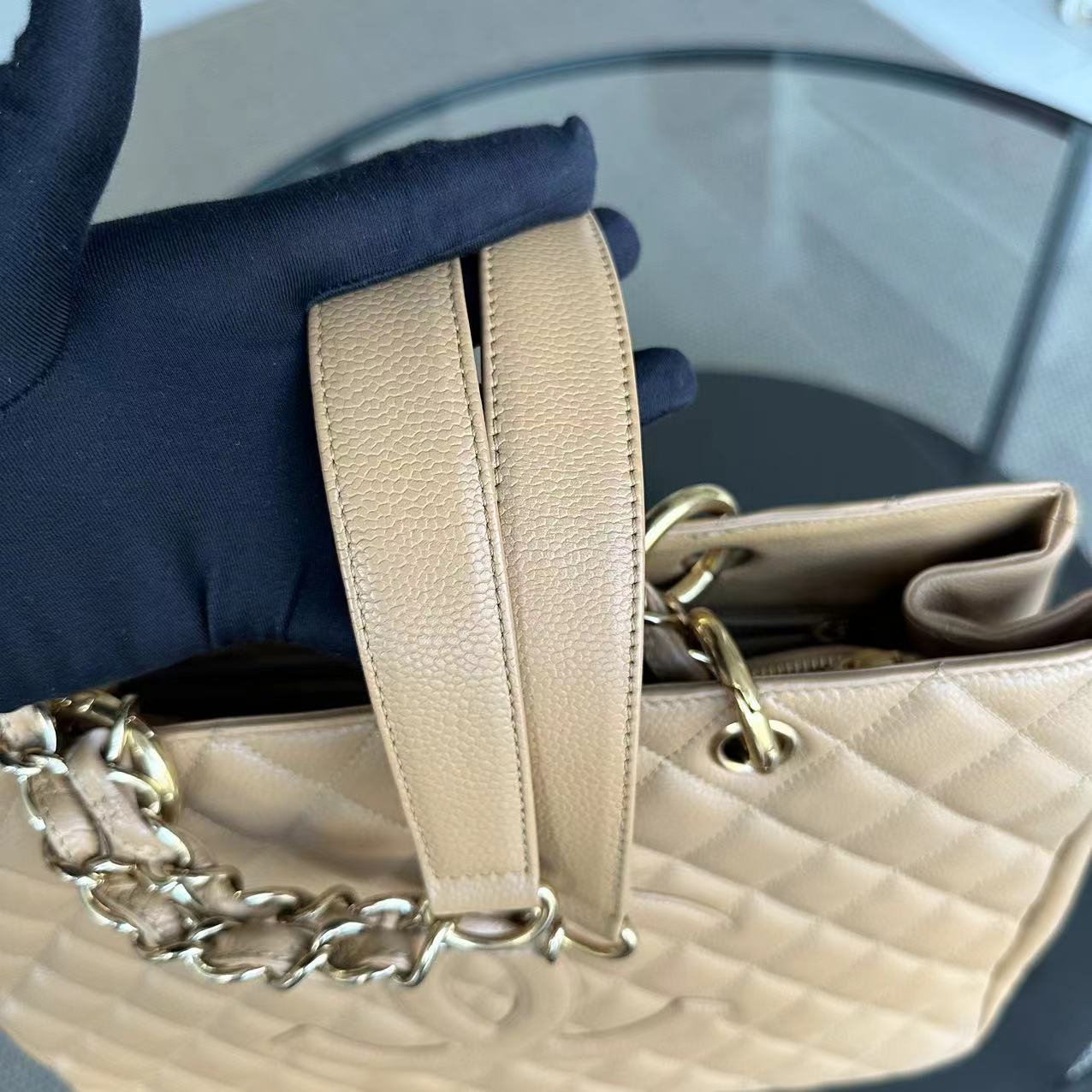 Caviar GST Grand Shopping Tote Quilted Calfskin Beige SHW No 12