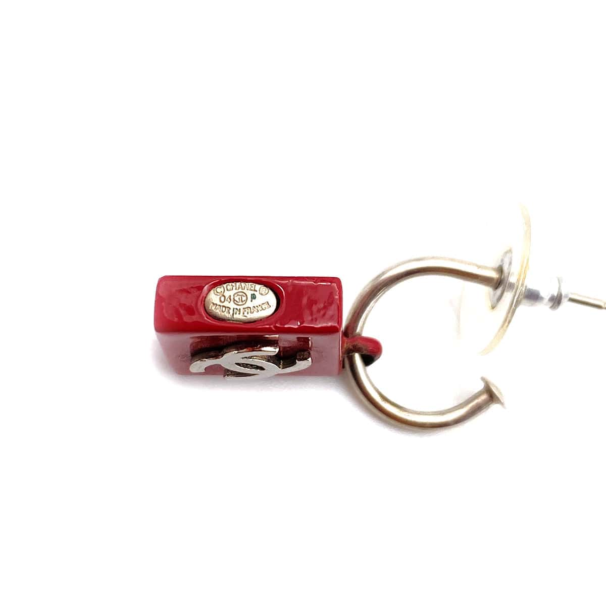CHANEL EARRINGS SQUARE COCOMARK DEEP RED ACCESSORY 04P 90261185