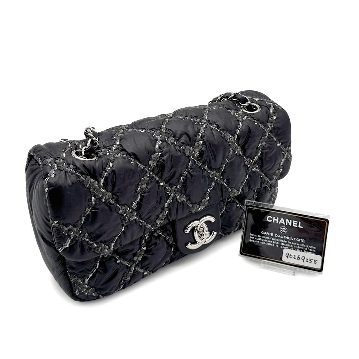CHANEL PARIS-BYZANCE CHAIN SHOULDER BAG BLACK NYLON 90269255