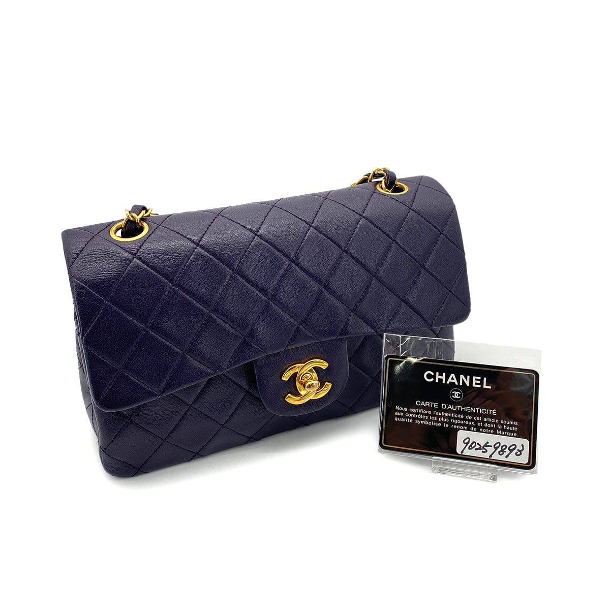 CHANEL VINTAGE CLASSIC FLAP SMALL CHAIN SHOULDER BAG PURPLE LAMB SKIN 90259893