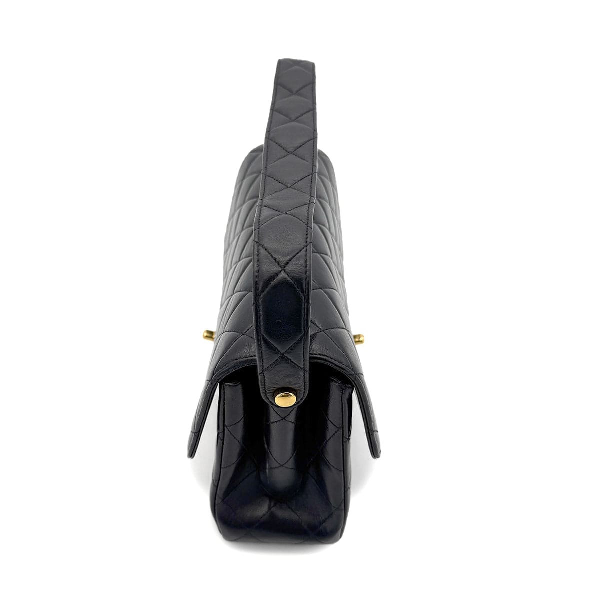 CHANEL VINTAGE DOUBLE FACE SHOULDER BAG BLACK LAMB SKIN 90267394