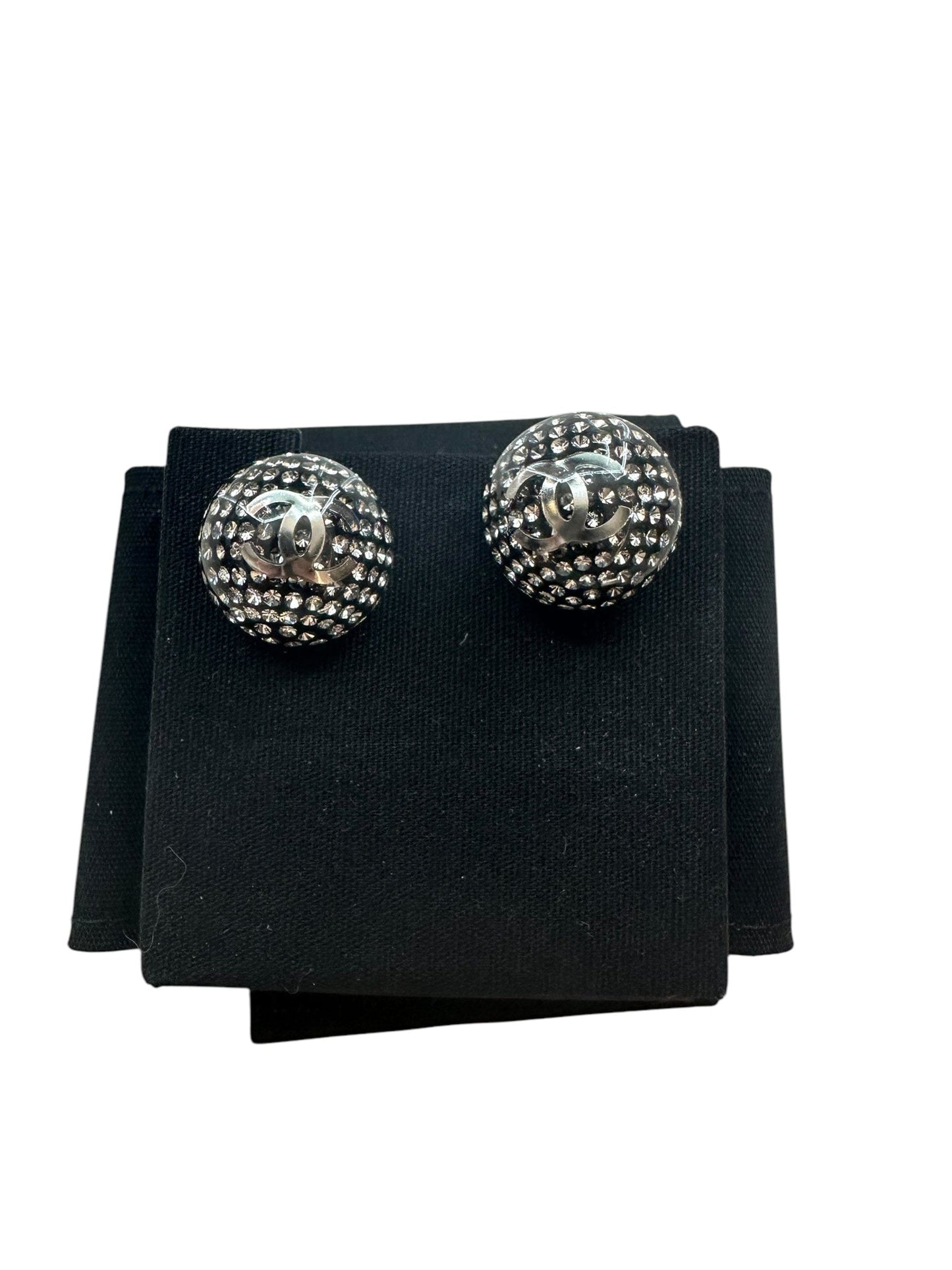 Chanel CC Half Ball with Crystals Earrings